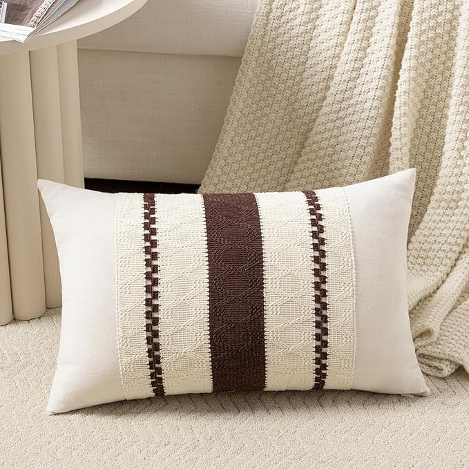 Fancy Homi Set of 1 Boho Brown Lumbar Decorative Throw Pillow Cover 12x20 Inch by Fancy+Homi