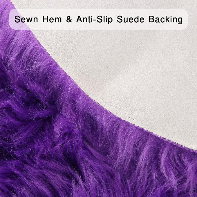 duduta Purple Faux Sheepskin Throw Rug 2x3 ft, Fluffy Shag Fur Chair Cover - Image 2