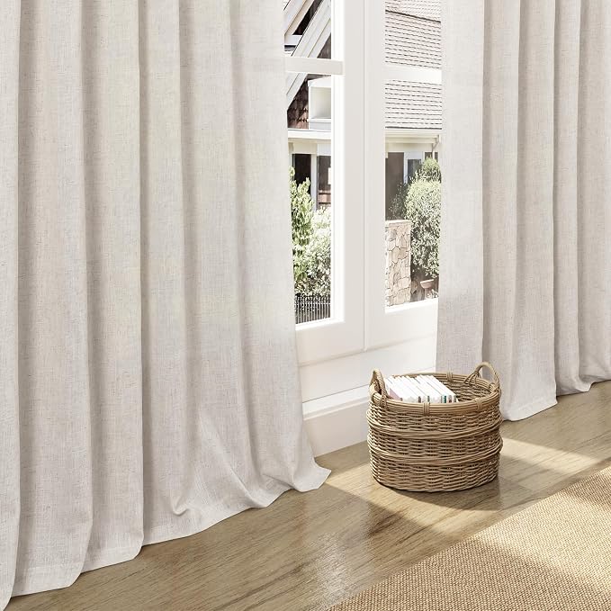Nanspring Pearl White Linen Curtains 96 Inches Long - Image 5