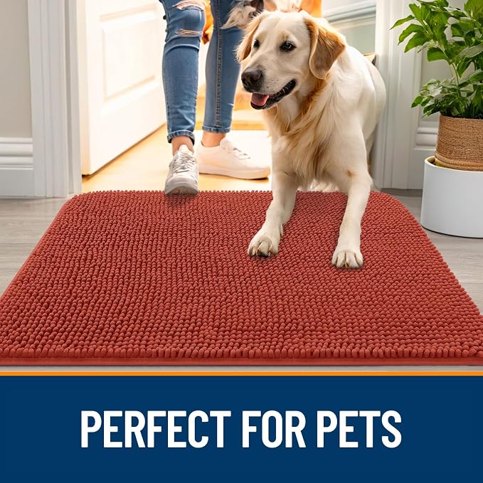 OLANLY Dog Door Mat for Muddy Paws 70x35, Super Absorbent Chenille Mud Mat | - Image 6