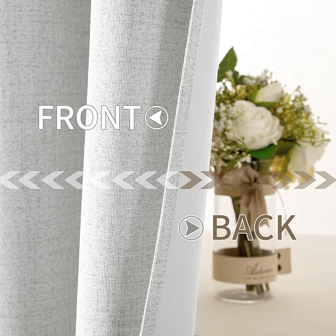 MIULEE Linen Textured Curtains Solid 100% Blackout - Image 6