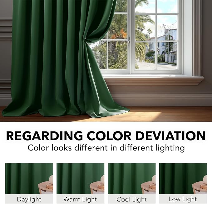 Deconovo Blackout Curtains, Thermal Insulated, W52 x L63 2 Panels, Back Tab - Image 6