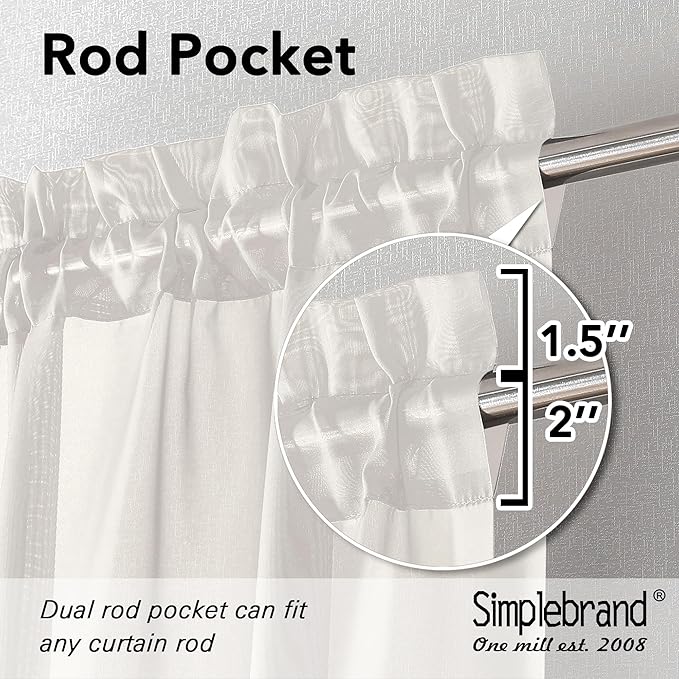Simplebrand Ivory Sheer Kitchen Curtains - Image 2