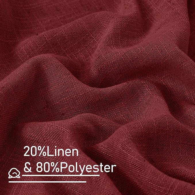 Burgundy Red Linen Curtains 30 Inch Length - Image 2