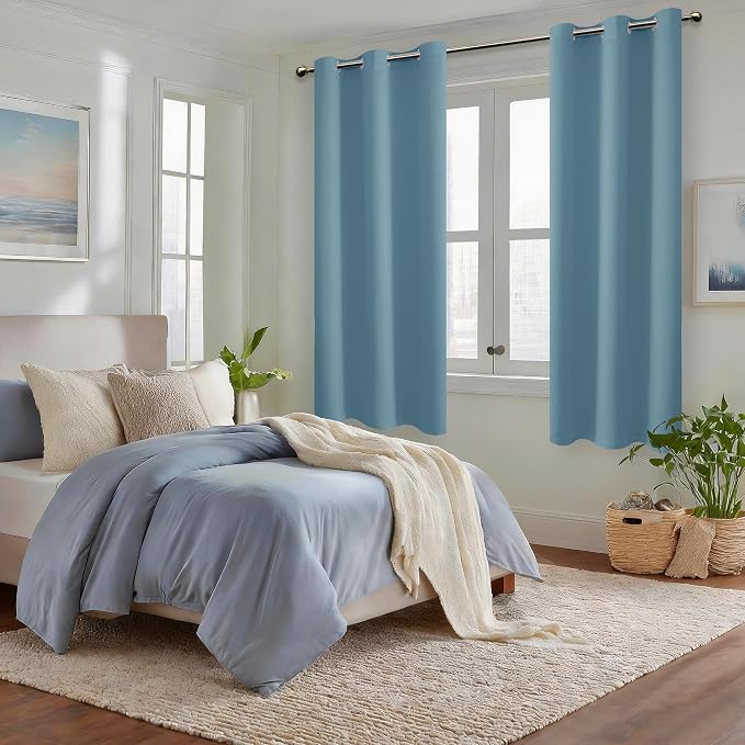 Blackout Curtains for Bedroom, Stone Blue 42 x 63 Inch, 2 Panels | Thermal - Image 6