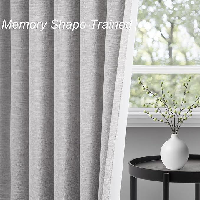 Topfinel Extra Long Total Blackout Grey Linen Curtains 108 Inches Long - Image 4
