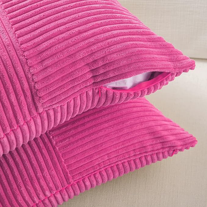 Fancy Homi 2 Packs Hot Pink Lumbar Decorative Throw Pillow Covers 12x20 Inch - Image 4