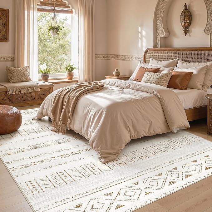cotiled Boho 7x9 Area Rug for Living Room: Large Moroccan Washable Rug | Solve - Image 6