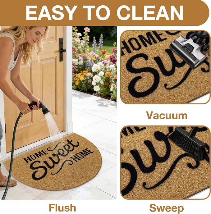 OLANLY Half Circle Front Door Mat, Low Profile Doormat, Stain and Fade Resistant - Image 5