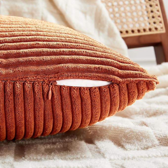 Fancy Homi Set of 2 Burnt Orange Samll Decorative Throw Pillow Covers 14x14 Inch - Image 4
