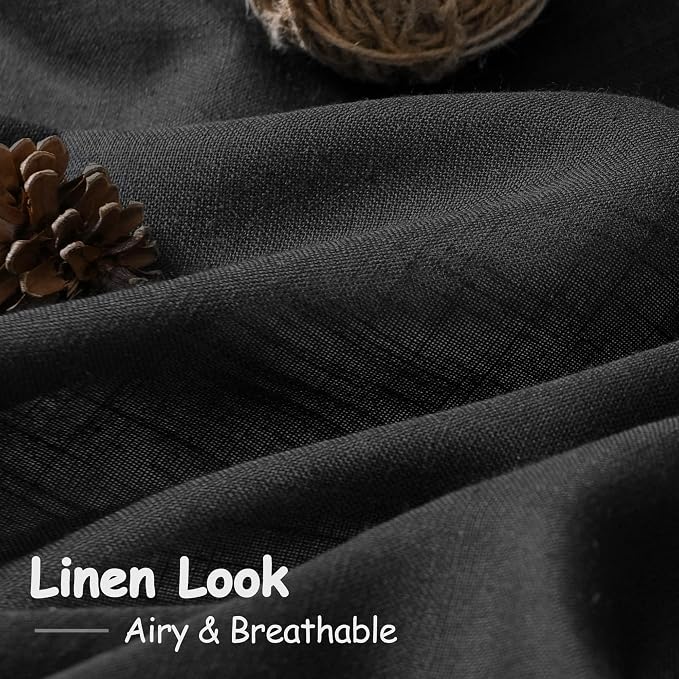 Nanspring Black Linen Curtains 24 Inch Length - Image 4