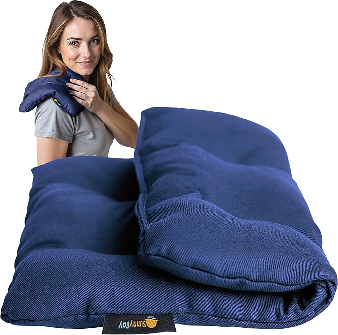 SunnyBay USA-Made 4-lbs Lava Sand Microwave Heating Pad with Organic Cotton Fabric for Cramps and Body Pain, Superior Heat Retention, Washable, Odorless, Weighted, 8x12 Inches
