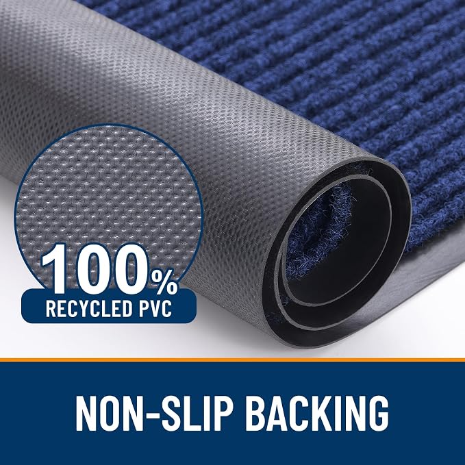OLANLY 2-Pack Front Door Mats 35x23, Waterproof Heavy-Duty Doormats | Blue - Image 3