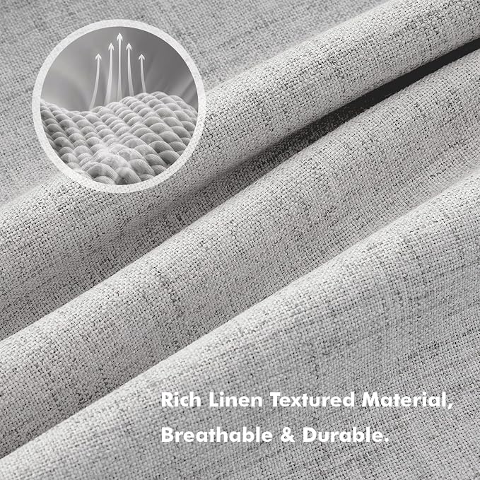 MIULEE 100% Blackout Linen Curtains 42 x 72 Inch Greyish White 2 Panels | - Image 3