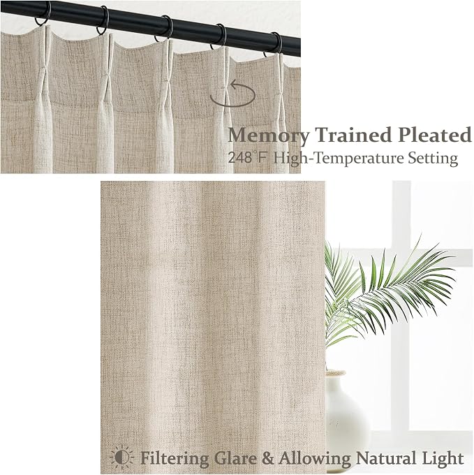 PleatedDrapes Light Filtering Curtains 100 Inches Long - Image 3