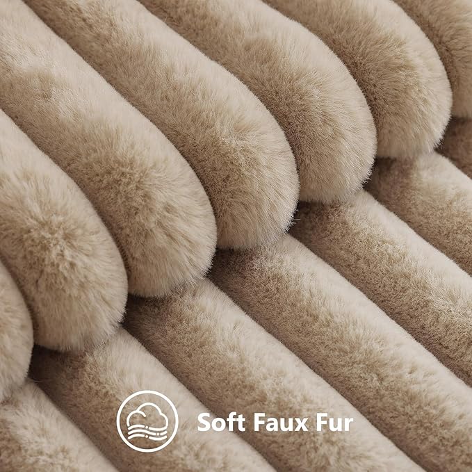 decorUhome Fall Faux Fur Throw Pillow Covers 18x18 Set of 2 Khaki Brown | - Image 2