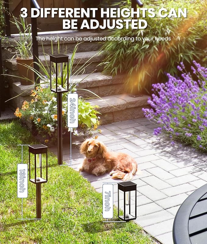 2 Pack Bright Solar Pathway Lights,IP65 Waterproof Outdoor Garden Path Lights,Solar Powered for Yard,Lawn,Walkway,Driveway Landscape Lighting (Cool White)