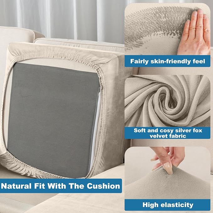 Couch Cover Stretch Velvet Sofa Cushion Cover 1-Piece - Image 5
