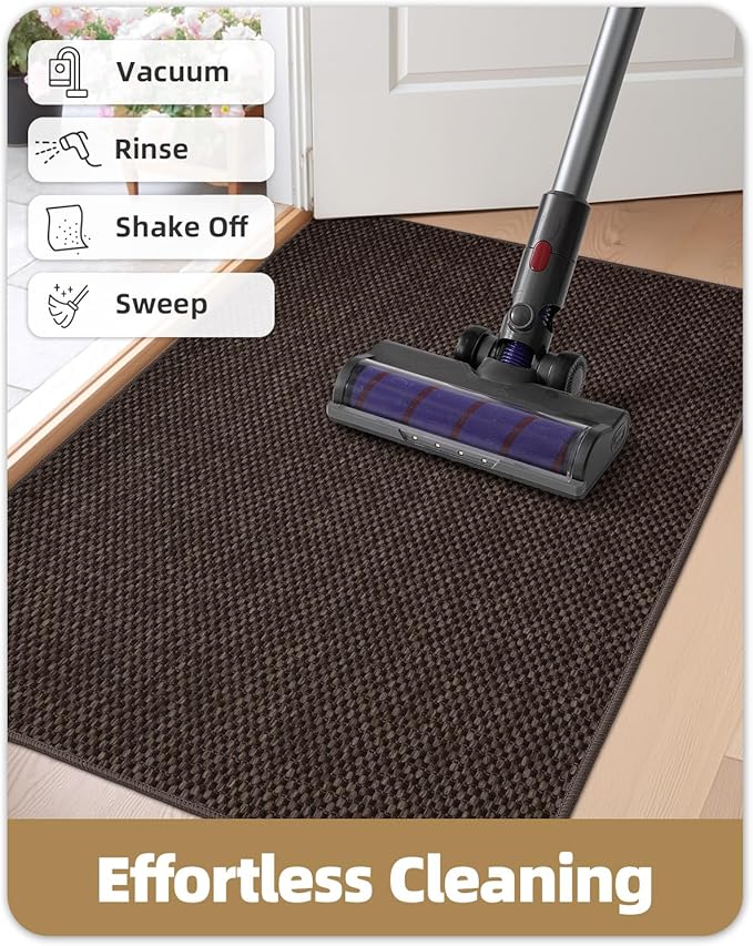 Color&Geometry Door Mat 17"x29", Front Door Mat Indoor Rugs for Entryway, Non Slip Washable Low-Profile Inside Doormat, Entry Mat Entry Rug Door Mats Indoor Entrance, Brown (Rolled-up NO Creases)