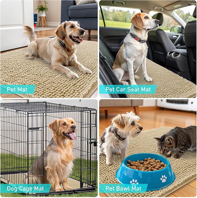 OLANLY Dog Door Mat for Muddy Paws 40x32, Super Absorbent Chenille Mud Mat | - Image 7