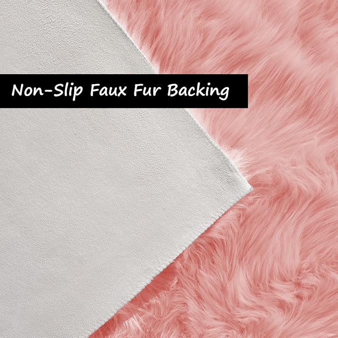 Goolela Pink Area Rugs 10x12 Fluffy Fuzzy Furry Rug - Image 3