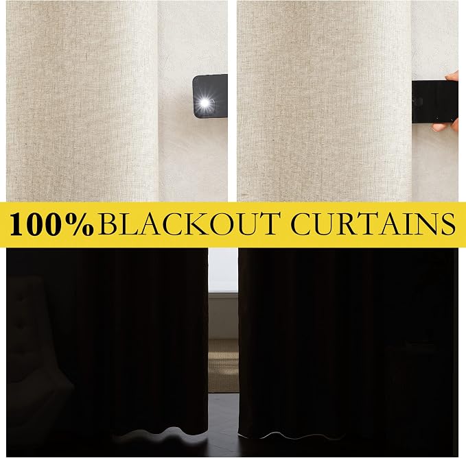 NICETOWN Linen Blackout Curtains 45" Long - Image 2
