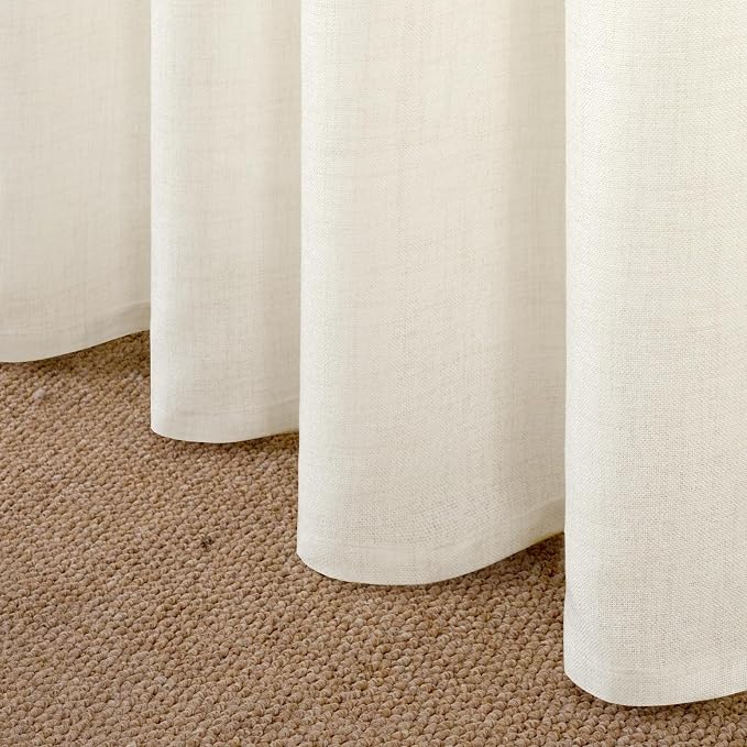 YoungsTex Ivory Linen Semi Sheer Curtains 90 Inch Length - Image 8