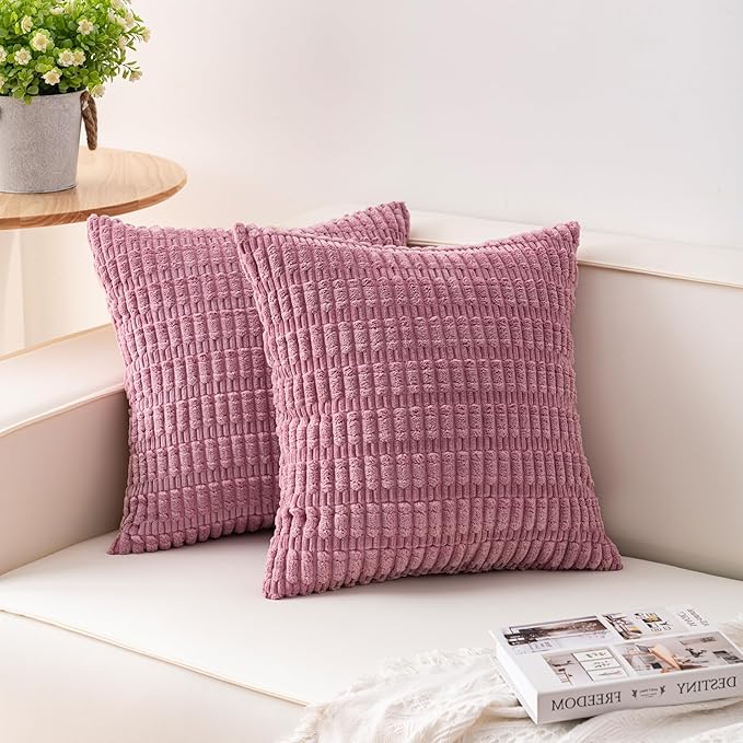 Aegero Pack of 2 Corduroy Decorative Throw Pillow Covers 20x20 Inch by Unknown