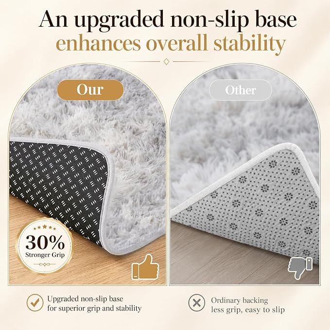 PLHXFR 9x12 Area Rugs Living Room: Fluffy Bedroom Shag Rug Light Grey | Upgrade - Image 6