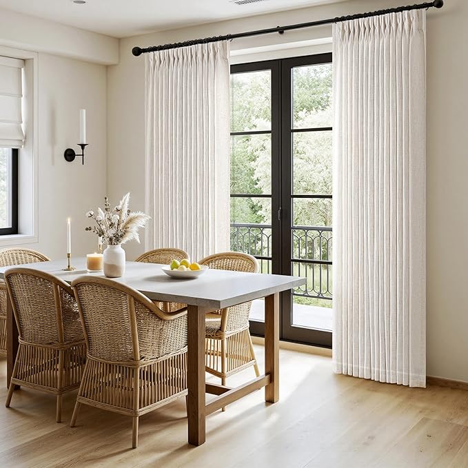 MIULEE Pinch Pleated Thick Linen Curtains 96 Inches Long 2 Panels - Image 3