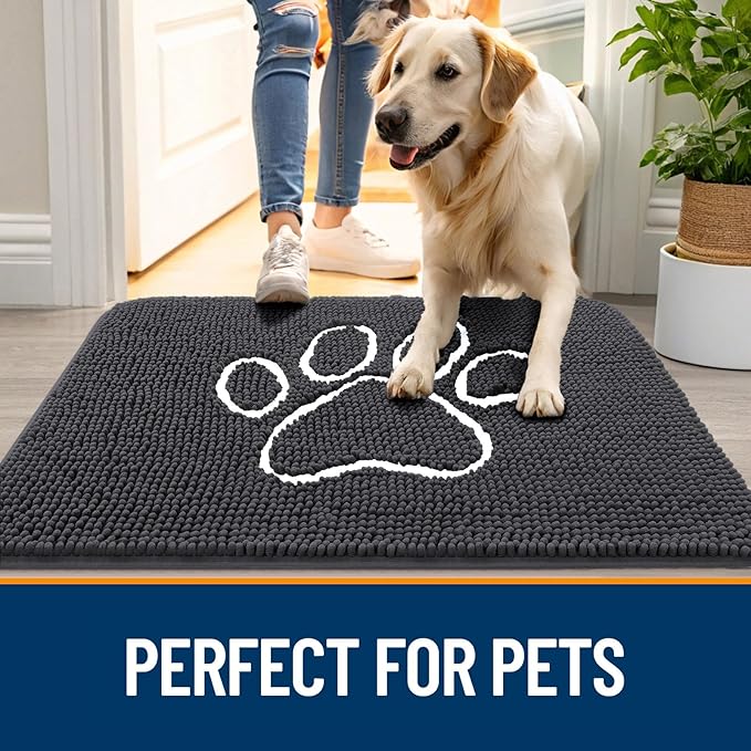 OLANLY Dog Door Mat for Muddy Paws 59x32, Paw Print Design, Absorbs Moisture - Image 6