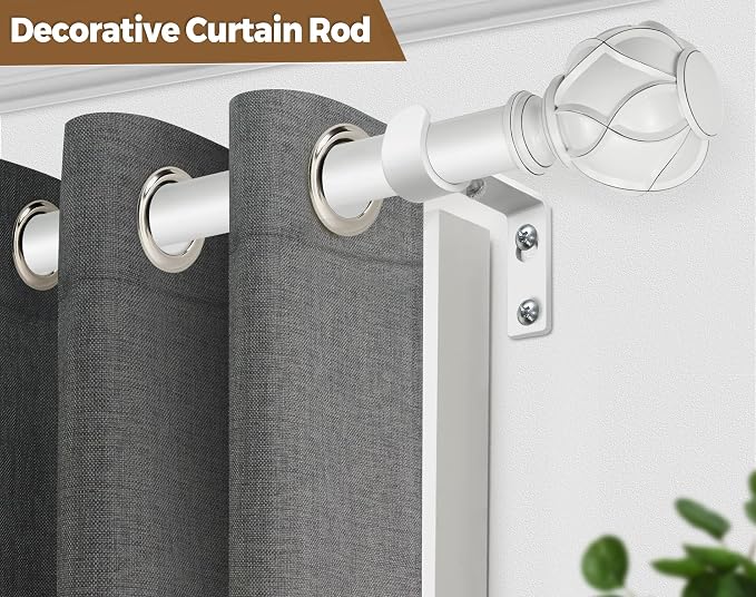 KAMANINA 1 Inch Extra Long Curtain Rod 140 to 195 Inches White Heavy Duty - Image 6