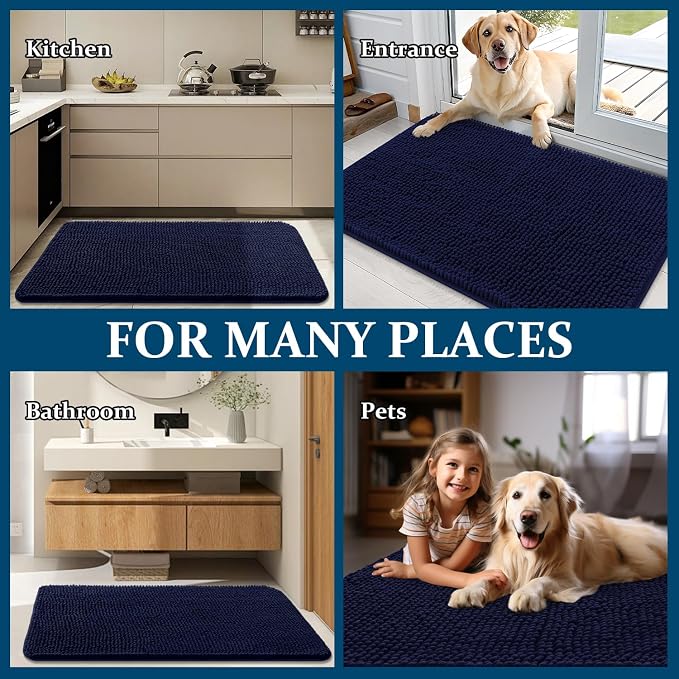OLANLY Dog Door Mat for Muddy Paws 54x24, Super Absorbent Chenille Mud Mat | - Image 8