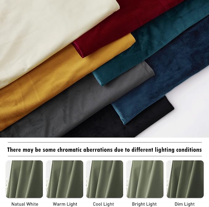 RYB HOME Sage Green Velvet Curtains 84 inches, Room Darkening Super Soft Velvet - Image 8