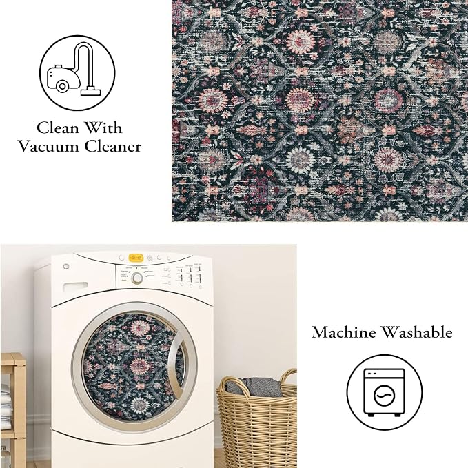 Lahome Moroccan Round Area Rugs, Washable Small Round Rug 3ft Non-Slip | - Image 4