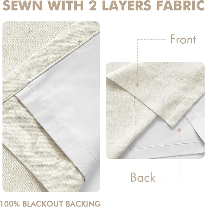 MIULEE Natural Extra Wide Pinch Pleated Blackout Curtains 60x84 Inches | Memory - Image 5