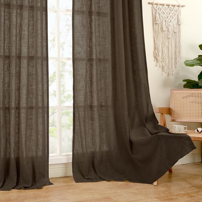 Linen Curtains 45 Inch Length 2 Panels - Image 9