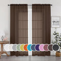 Sheer Chocolate Curtains, Sheer Curtains 84 inch Length 2 Panels Set, Rod by OWENIE