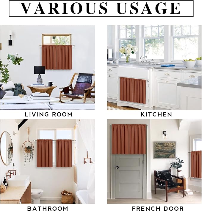 RYB HOME Cafe Blackout Curtains 24 inch Length, RV Curtains - Image 5
