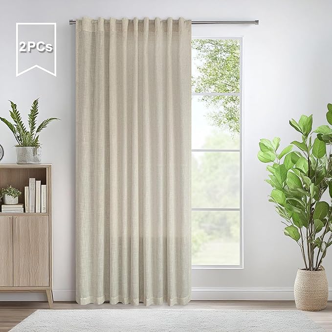 Pitalk Flax Linen Curtains 80 Inches Long - Image 2
