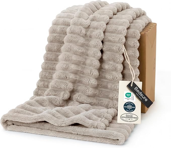 Bedsure GentleSoft Light Brown Throw Blanket by BEDSURE