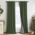 Olive Green Blackout Curtains for Bedroom 96 Inches Long Floor Length 2 Panel by Pitalk