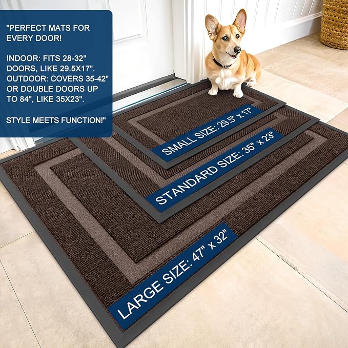 OLANLY Front Door Mat Outside 47x32, All-Season Heavy-Duty Rubber Doormat | - Image 2