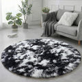 Amdrebio Black White Grey Circle Rug 6Ft Round Area Rugs by Amdrebio