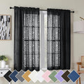 Simplebrand Black Semi Sheer Curtains 54 Inch Length 2 Panels, Geometric by Simplebrand