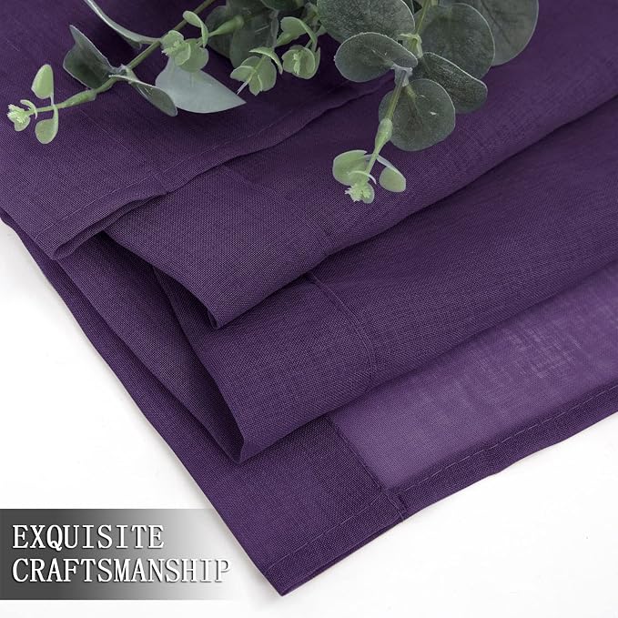 Tollpiz Short Sheer Curtains Linen Textured Bedroom Curtain Sheers Light - Image 7