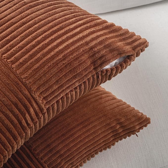 Fancy Homi 2 Packs Rust Decorative Throw Pillow Covers 22x22 Inch - Image 4