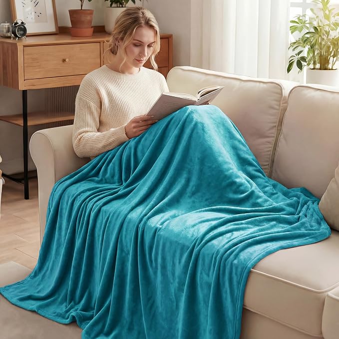 Exclusivo Mezcla Fleece Teal Throw Blanket - Image 2