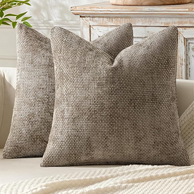 MIULEE Decorative Couch Throw Pillow Covers 22x22 Inch Neutral Khaki 2 Pack | by MIULEE