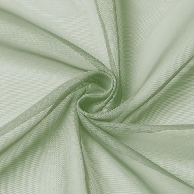 Sheer Green Curtains for Bedroom Living Room 90 Inches Long 2 Panels Set - Image 9